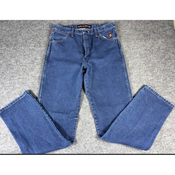 Wrangler FR Jeans Men 32x36 Blue Flame Resistant Relaxed Straight Leg FR13MWZ - Picture 6 of 7